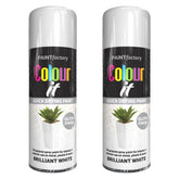 2X Paint Factory Brilliant White Gloss Spray Paint 400ml Spray Paint